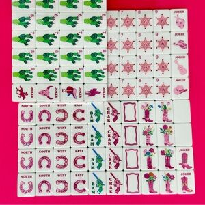 Pink Glitter Cowgirl Mahjong Tiles